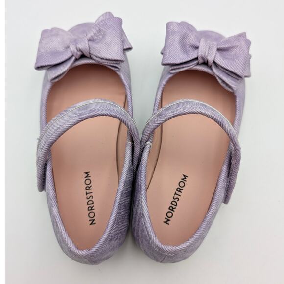 Nordstrom Kids' Blairre Big Bow Mary Jane Flat Purple Shimmer Size US12M EU30 - Picture 5 of 11